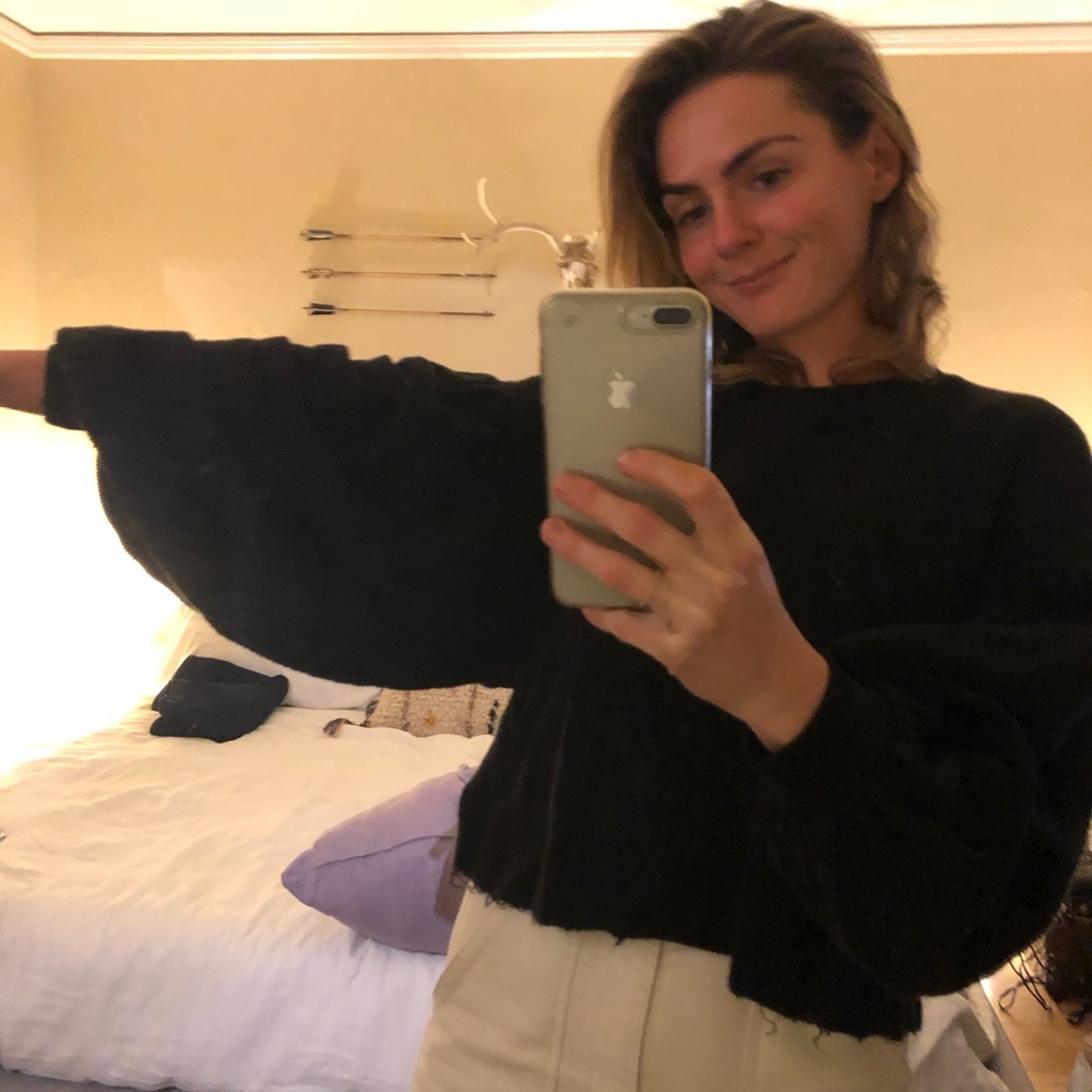 Free people terry balloon sleeve sweater